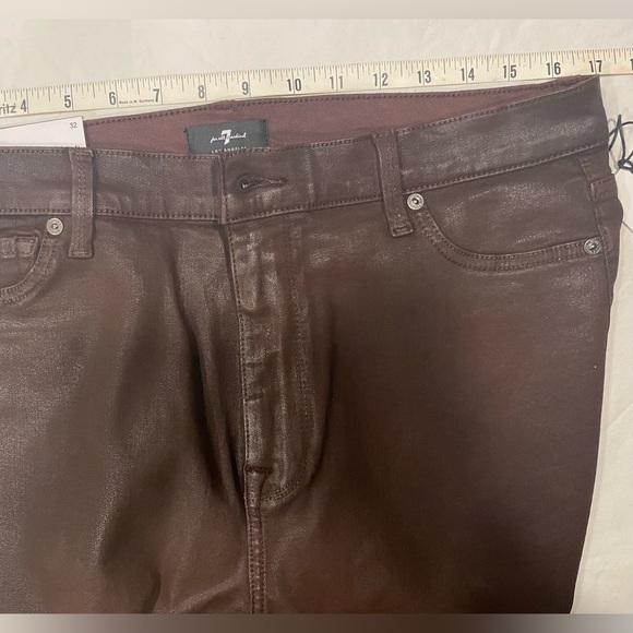 JEANS NEW 7 FOR ALL MANKIND High Waist Ankle Super Skinny Chocolate Sz 32 - Picture 7 of 7